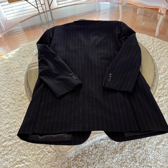 Emmanuel Ungaro 100% Wool Mens Suit Black Pinstripe 46L/38W Business Formal - Picture 5 of 16
